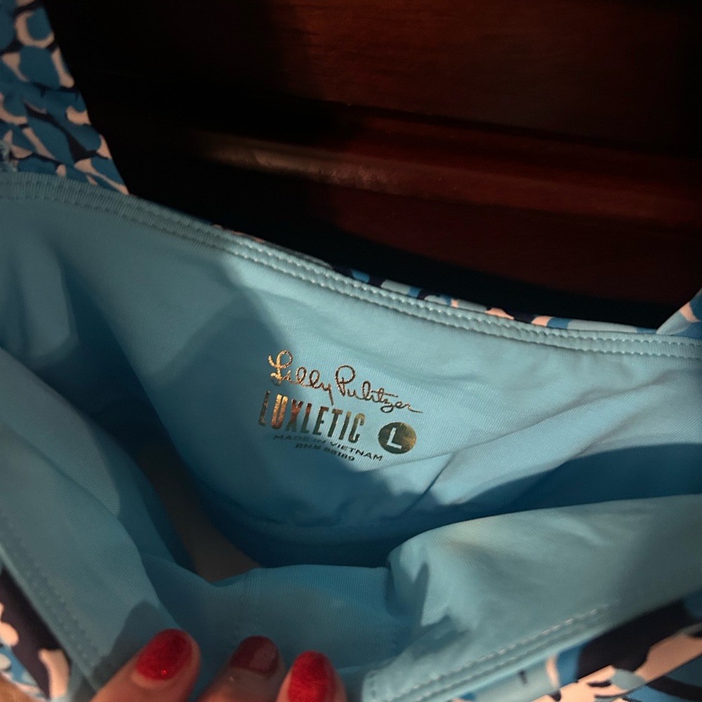 Lilly Pulitzer Luxletic Blue and White Patterned dress. Brand new with tags!!!! - Picture 2 of 4